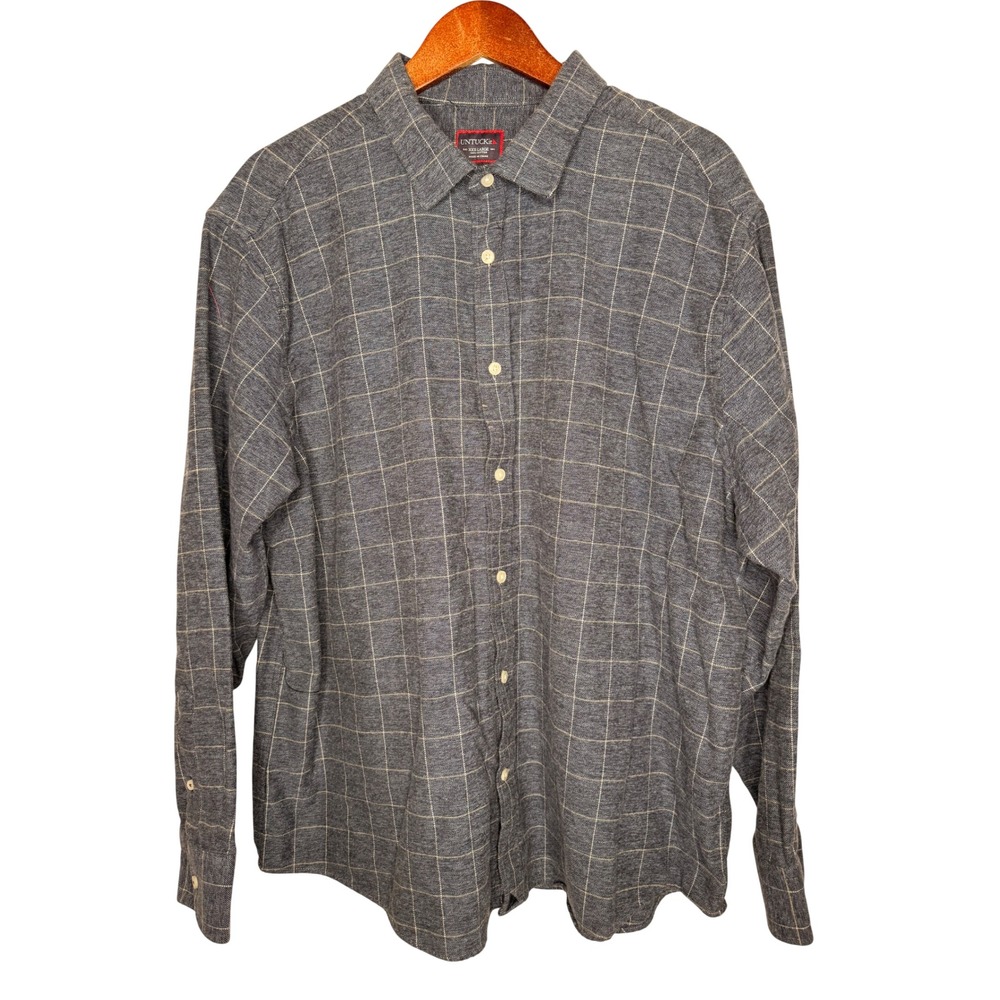 UNTUCKit Mens XXXL Brignole flannel 100% Cotton Long Sleeve Button down blue